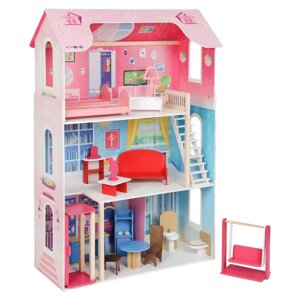 Paremo Деревянный кукольный домик Муза с мебелью и качелями (16 предметов)