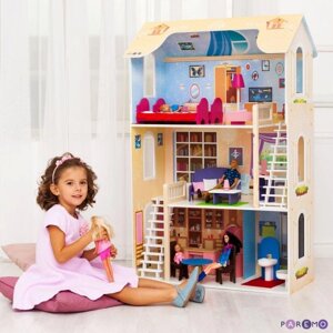Paremo Деревянный кукольный домик Шарм с мебелью (16 предметов)