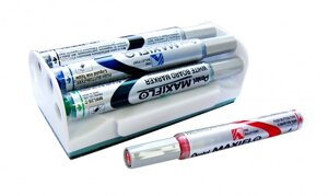 Pentel Набор маркеров для досок с магнитной губкой Maxiflo 4.0 мм 4 цвета