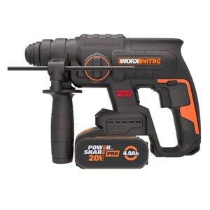 Перфоратор аккумуляторный бесщеточный WORX WX381, 20В, 4Ач x1, ЗУ 2А, кейс