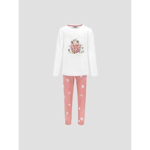 Пижама для девочек Kids by togas Стробби бело-розовый 116-122 см