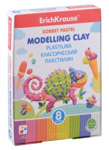 Пластилин 08цв Sorbet Pastel 144гр, стек, к/к, ERICH KRAUSE