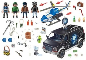 Playmobil Игровой набор Погоня на вертолете за беглецами в фургоне