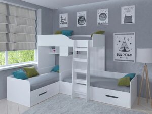 Подростковая кровать РВ-Мебель двухъярусная Трио (белый)