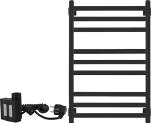 Полотенцесушитель электрический Secado Корсико 3 80x50, ТЭН квадратный, черный матовый, L Корсико 3 (30-30-10) 80/50, черный матовый, ТЭН КТХ 4, L