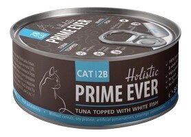 Prime Ever Cat 2B Tuna topped with White fish / Влажный корм Консервы Прайм Эвер для кошек Тунец с Белой рыбой в желе (цена за упаковку)