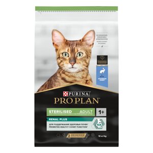 PRO PLAN STERILISED / Сухой корм ПРО ПЛАН для взрослых кошек для поддержания здоровья почек после стерилизации с кроликом