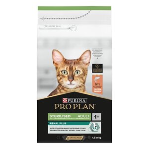 PRO PLAN STERILISED / Сухой корм ПРО ПЛАН для взрослых кошек для поддержания здоровья почек после стерилизации с лососем