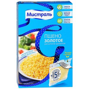 Пшено Мистраль Золотое рассыпчатое ароматное в пакетиках 5х80 г