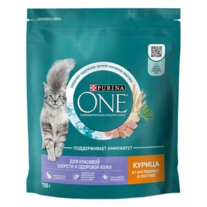 PURINA ONE SENSITIVE / Сухой корм Пурина УАН для взрослых кошек для здоровья кожи и шерсти с курицей