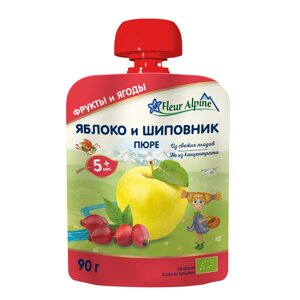 Пюре детское Fleur Alpine ЯБЛОКО и ШИПОВНИК, с 5 месяцев, 90 г