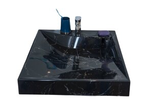 Раковина над стиральной машиной Stella Polar Турин 60х60 черный мрамор с кронштейнами SP-00000857