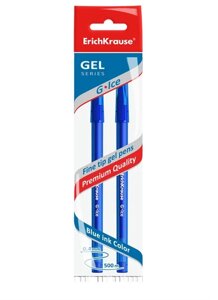 Ручки гелевые синие 02шт G-Ice подвес, ErichKrause