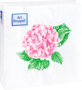 Салфетки Art bouquet бумажные розовая гортензия 20х20 2сл 30л