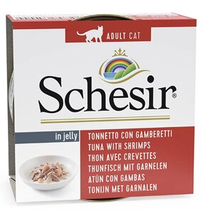 Schesir / Влажный корм Консервы Шезир для кошек Тунец креветки (цена за упаковку)