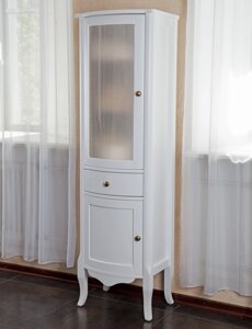 Шкаф-пенал La Beaute Classic Lorette белый глянец, матовое стекло, фурнитура бронза L CLO. Sx. LBL. O. BR