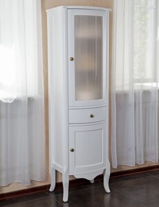 Шкаф-пенал La Beaute Classic Lorette белый глянец, матовое стекло, фурнитура бронза R CLO. Dx. LBL. O. BR