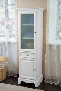 Шкаф-пенал La Beaute Classic Michel белый матовый, матовое стекло, фурнитура золото L CMI. Sx. LBO. O. OR