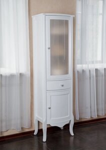 Шкаф-пенал La Beaute Classic Sabrina белый глянец, матовое стекло, фурнитура серебро R CSA. Dx. LBL. O. CR