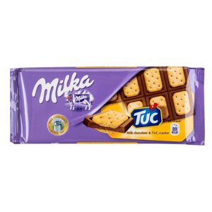 Шоколад молочный Milka с соленым крекером Tuc 87 г