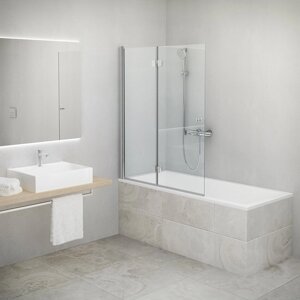 Шторка на ванну Roth 100x140 профиль хром, стекло прозрачное, левая 742-100000L-00-02