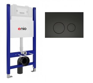 Система инсталляции для подвесных унитазов Enio Tecnico 50 с кнопкой Rotondo черной матовой