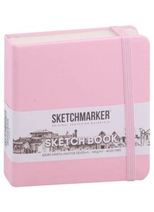Скетчбук 12*12 80л Sketchmarker розовый, 140г/м2, слоновая кость, тв. обл.