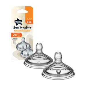 Соска Tommee Tippee силиконовая Closer to nature быстрый поток 6+ 2 шт.