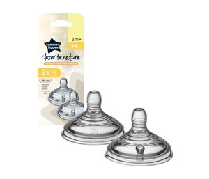 Соска Tommee Tippee силиконовая Closer to nature средний поток 3+ 2 шт.