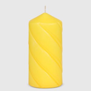 Свеча столбик витой Home Interiors желтый 7х15 см