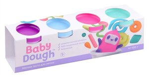 Тесто для лепки BabyDough. Набор 4 цвета (фиолетовый, мятный, розовый, нежно-голубой)