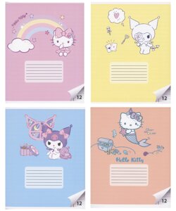 Тетрадь 12л лин. Hello Kitty+Kuromi ПВХ-обложка, ассорти