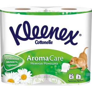 Туалетная бумага Kleenex Нежная ромашка 3 слоя 4 рулона