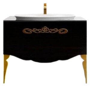 Тумба для комплекта La Beaute Charante 100 черная со стеклянной столешницей, фурнитура золото B100CH3OR
