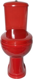 Унитаз-компакт Оскольская керамика Дора Антивсплеск горизонтальный выпуск, красный 47360130402