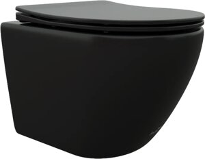 Унитаз подвесной CeruttiSpa Ticino 8918 безободковый, с микролифтом, черная матовая /8918