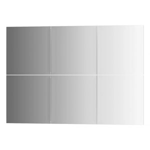 Зеркальная плитка Evoform с фацетом 15 mm - комплект 6 шт квадрат 20х20 см; серебро