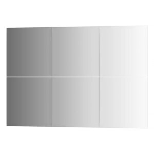Зеркальная плитка Evoform с фацетом 15 mm - комплект 6 шт квадрат 25х25 см; серебро