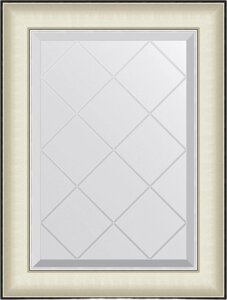 Зеркало Evoform Exclusive-G BY 4565 54х72 белая кожа с хромом, с гравировкой в багетной раме