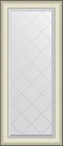Зеркало Evoform Exclusive-G BY 4566 54х124 белая кожа с хромом, с гравировкой в багетной раме