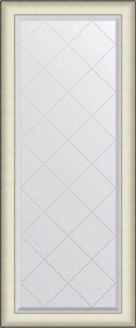 Зеркало Evoform Exclusive-G BY 4568 64х154 белая кожа с хромом, с гравировкой в багетной раме