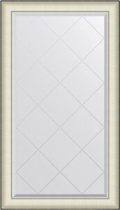 Зеркало Evoform Exclusive-G BY 4570 74х129 белая кожа с хромом, с гравировкой в багетной раме