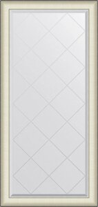 Зеркало Evoform Exclusive-G BY 4571 74х157 белая кожа с хромом, с гравировкой в багетной раме