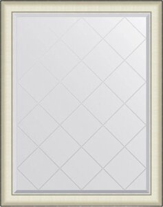 Зеркало Evoform Exclusive-G BY 4573 94х119 белая кожа с хромом, с гравировкой в багетной раме