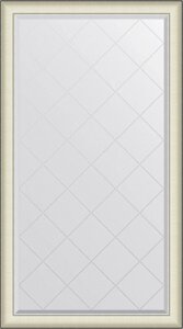 Зеркало Evoform Exclusive-G BY 4574 94х169 белая кожа с хромом, с гравировкой в багетной раме