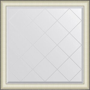 Зеркало Evoform Exclusive-G BY 4575 104х104 белая кожа с хромом, с гравировкой в багетной раме