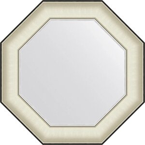 Зеркало Evoform Octagon BY 7439 54х54 белая кожа с хромом, в багетной раме