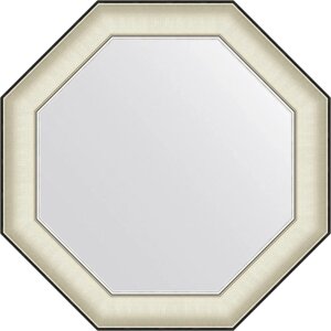 Зеркало Evoform Octagon BY 7440 64х64 белая кожа с хромом, в багетной раме