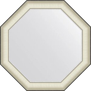 Зеркало Evoform Octagon BY 7441 74х74 белая кожа с хромом, в багетной раме