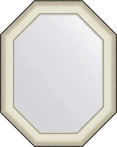 Зеркало Evoform Octagon BY 7443 59х74 белая кожа с хромом, в багетной раме
